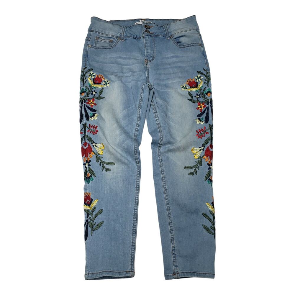 Sandpiper Womens 6P Embroidered Skinny Leg Jeans Boho Floral Light Wash